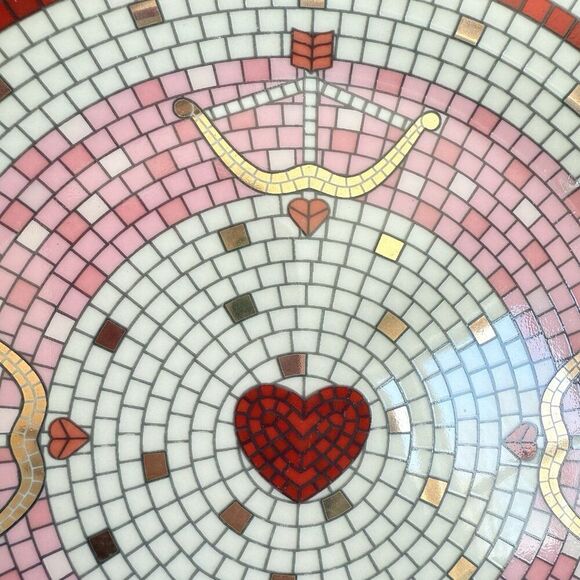 Anthropologie Bistro Tile Valentine’s Dessert Plate 8" Bow & Arrow Stoneware NEW - Picture 7 of 10